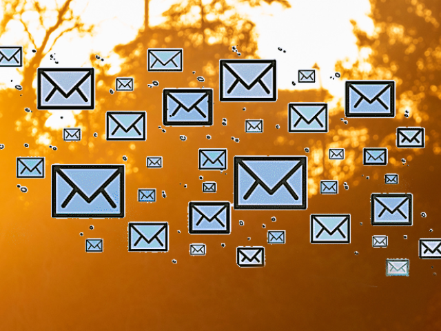 Email icons on a sunset
