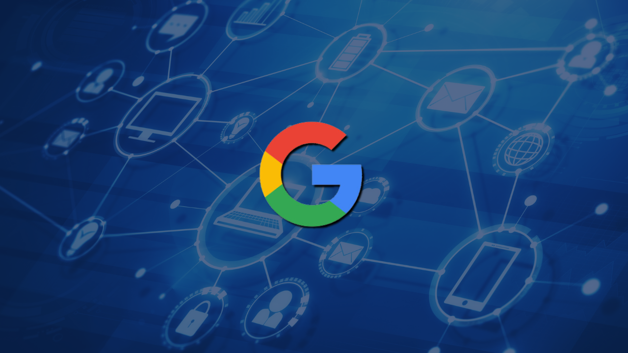 Google Icon over Tech background