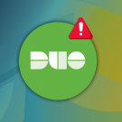 Duo Graphic with a red alert triangle